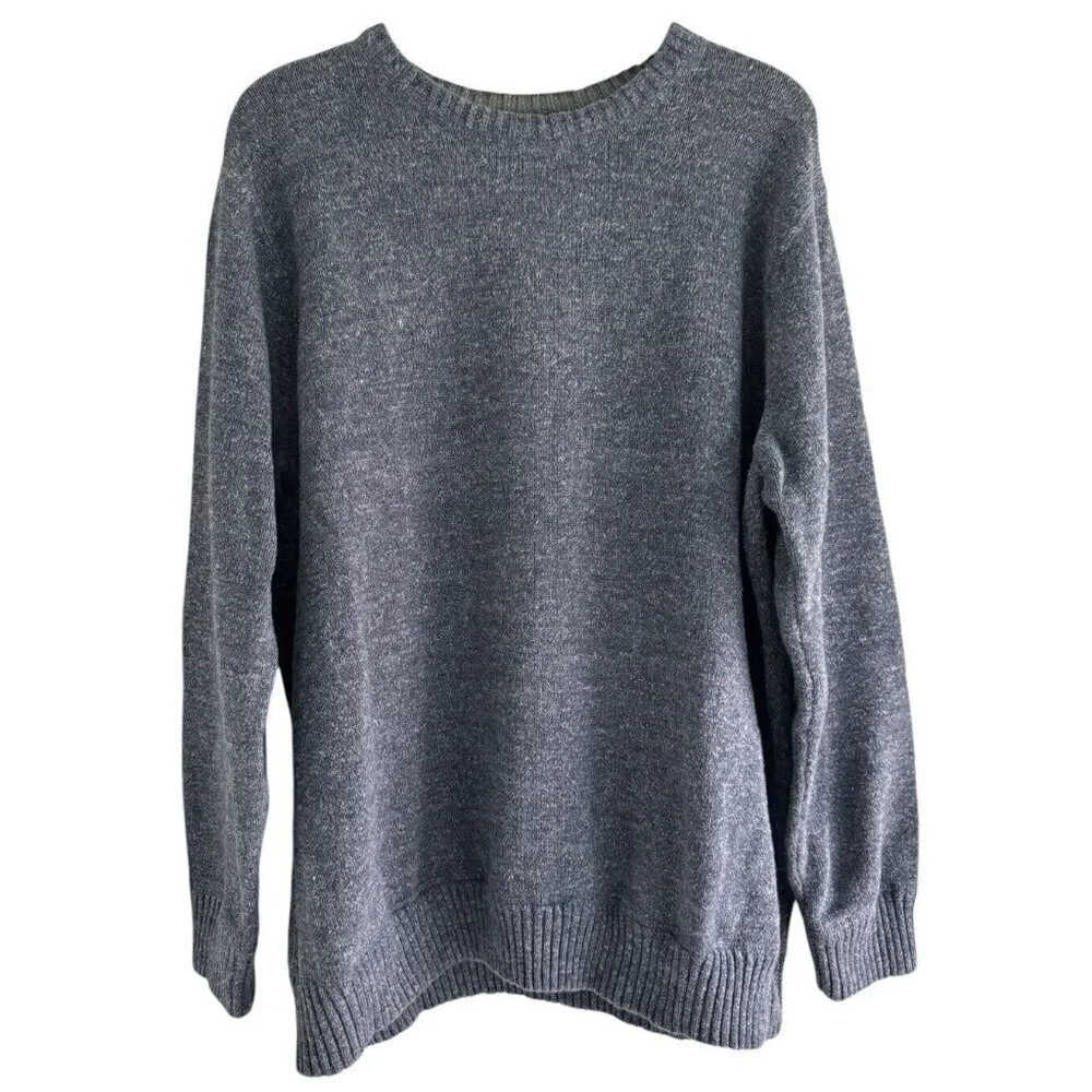 Eddie Bauer Men's Sz XXL Gray Blue Marled Long Sleeve Crew Neck Pullover Sweater - Picture 3 of 6